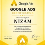 google-ads-certificate-nizam-best-performance-marketer-in-palakkad